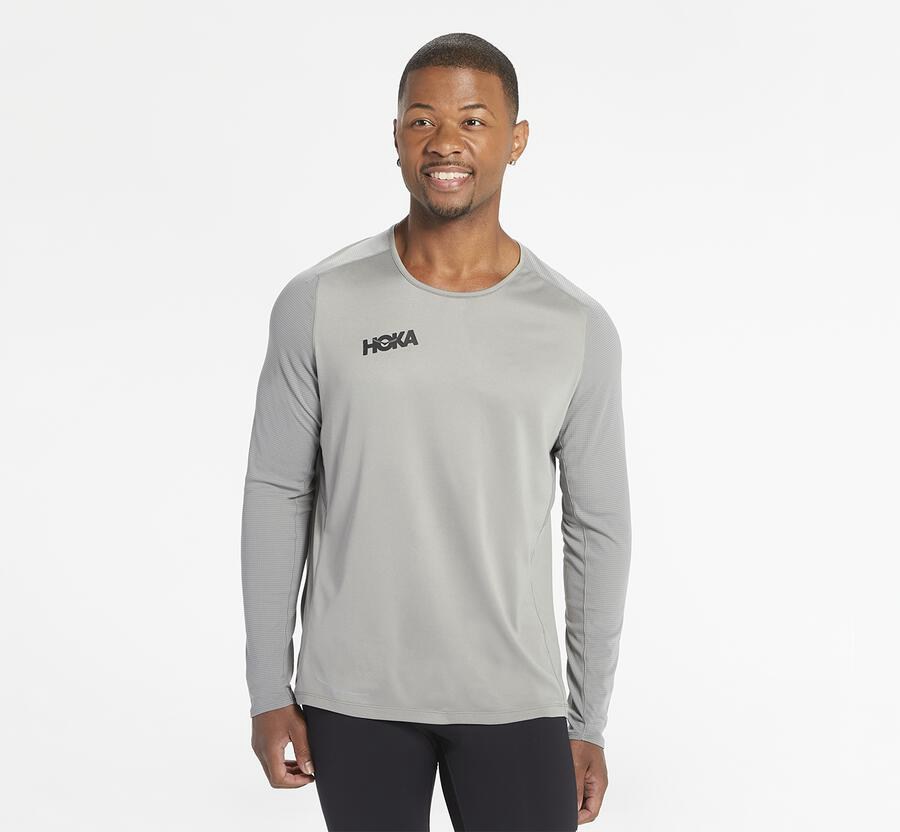 Hoka One One Performance Lång Sleeve Top Herr - Grå - UVANY-0723